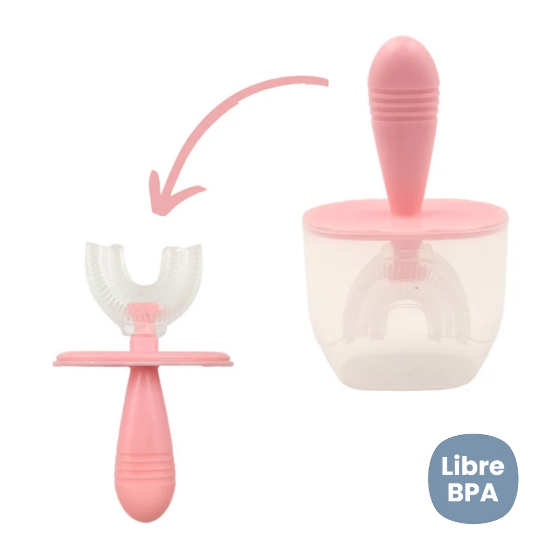Cepillo de Dientes En Silicona Para Bebe Rosa