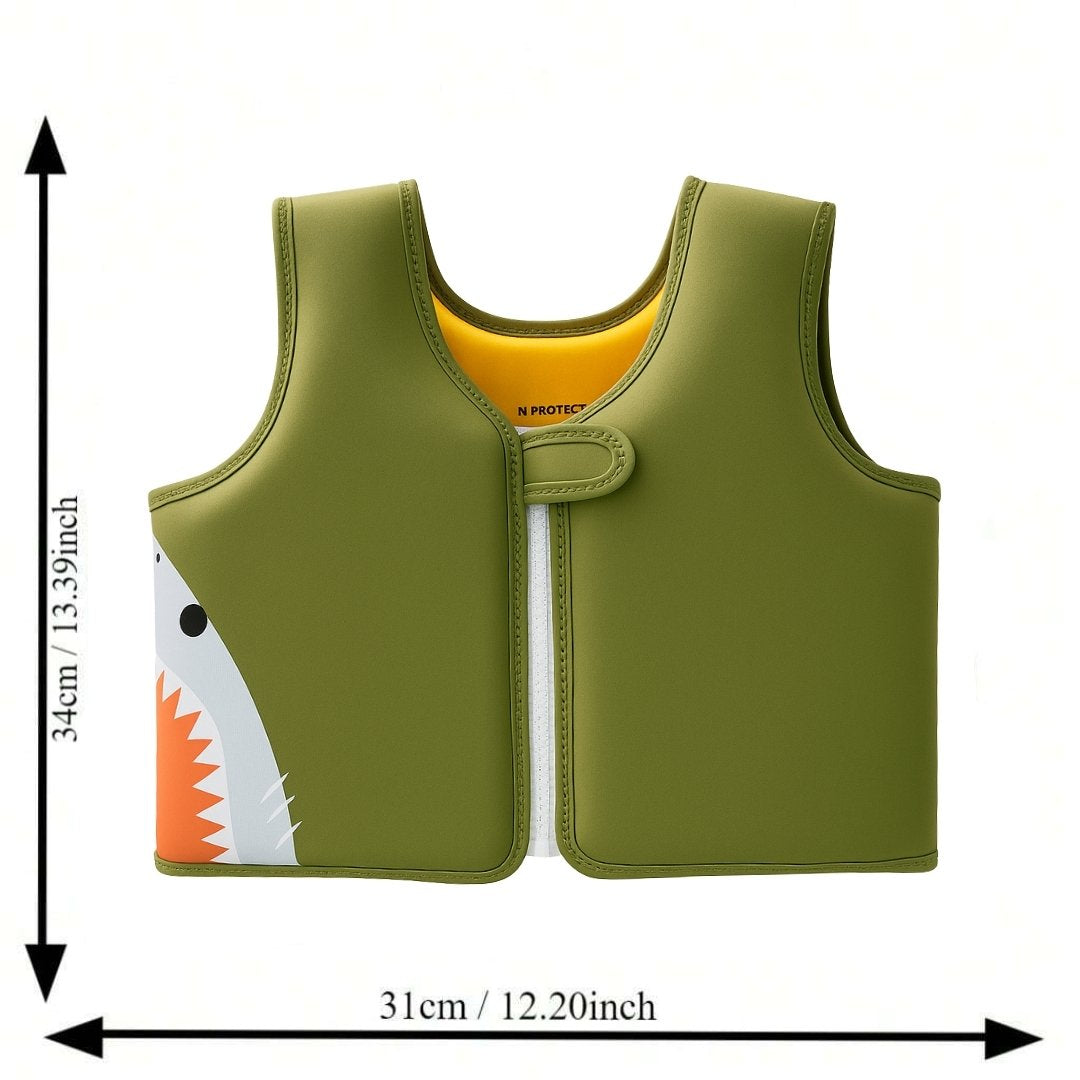 Chaleco Salvavidas Verde Diseño Tiburón Con Aleta Medidas