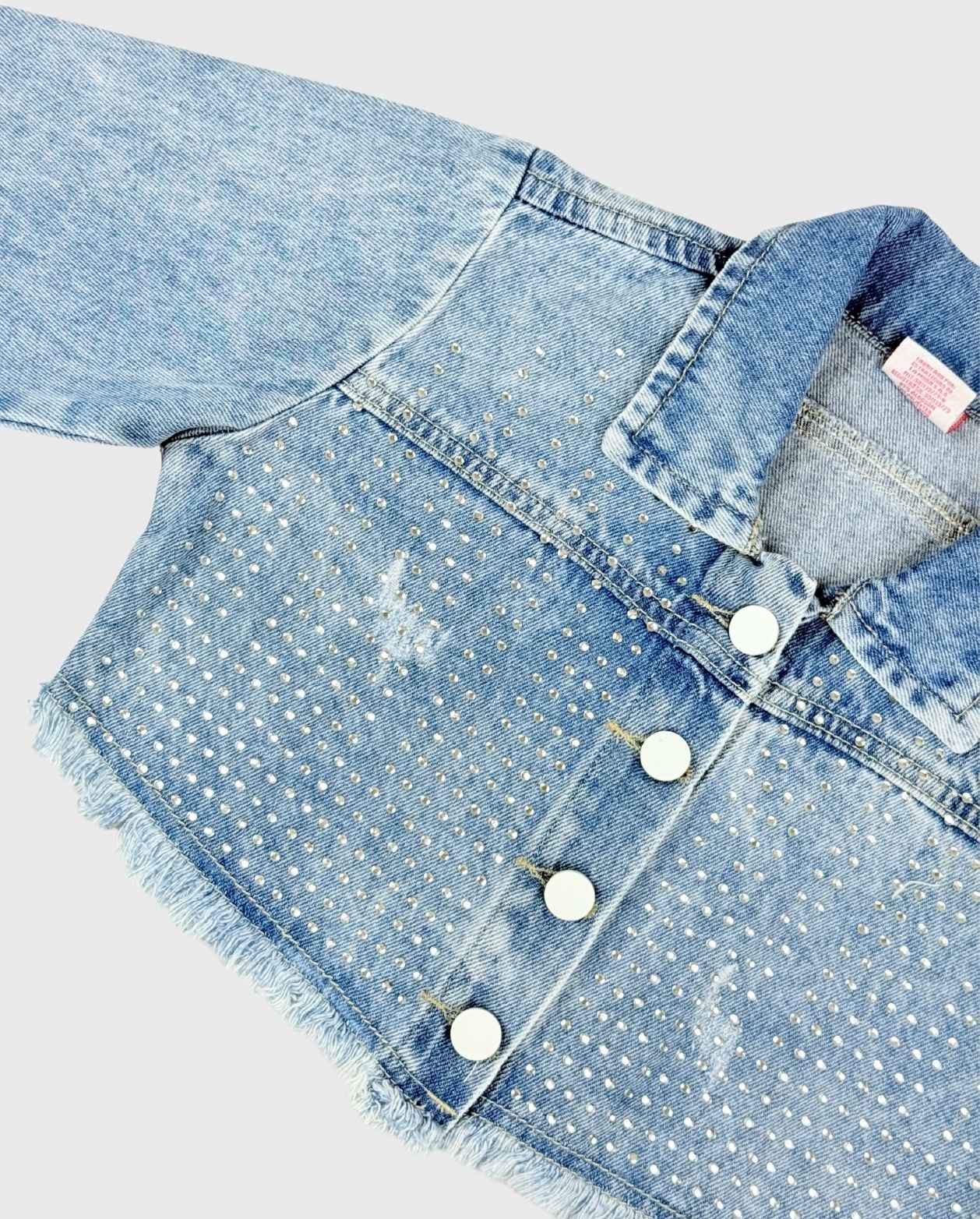 Chaqueta Denim Con Flecos y Brillos Diseño