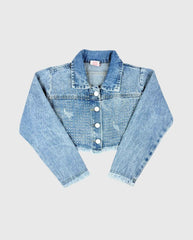 Chaqueta Denim Con Flecos y Brillos