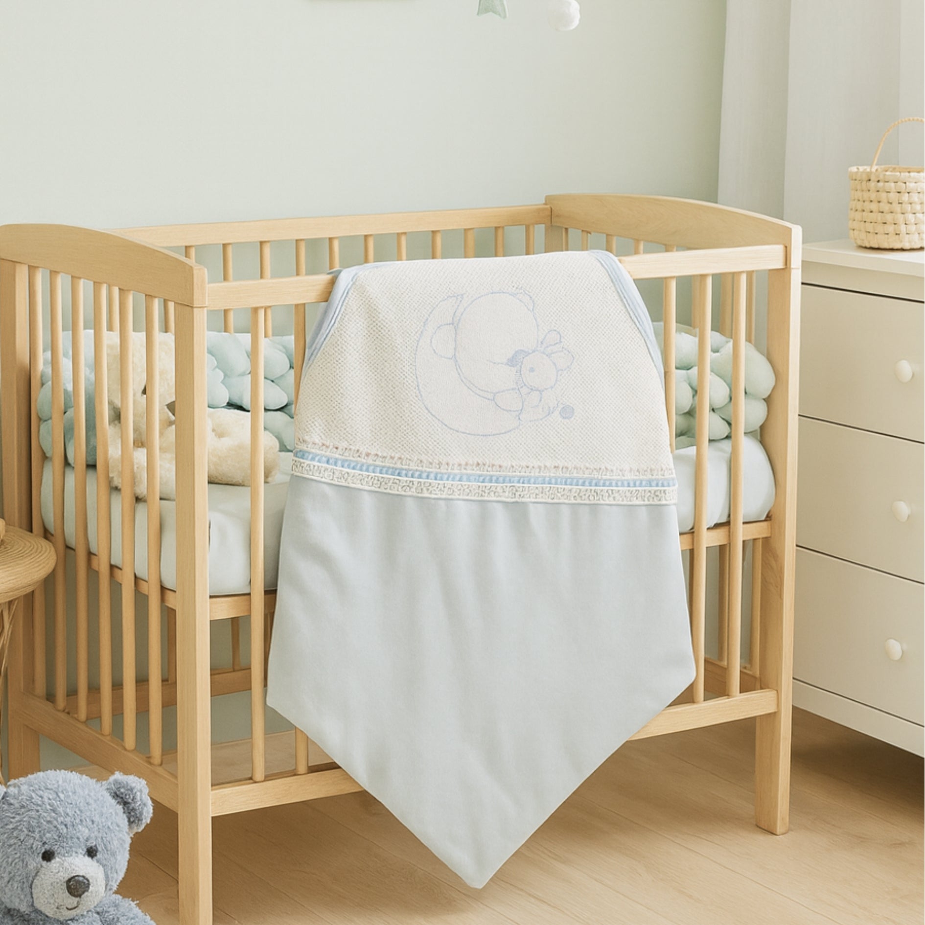 Cobija Diamante Doble Faz Oso Azul El Bebé Feliz