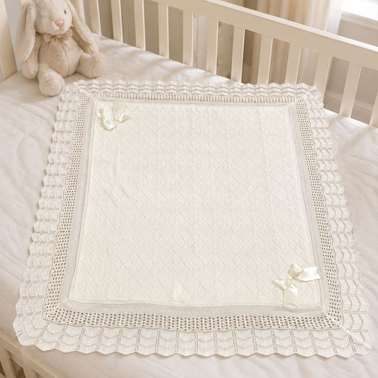 Cobija En Tricot Arandela Rombos Crudo