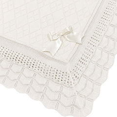Cobija En Tricot Arandela Rombos Crudo detalle