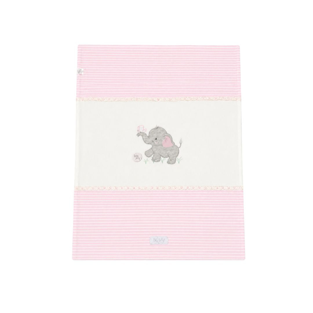 Cobija Premium Bordado Pasacintas Elefante Rosa diseño