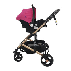 Coche Moisés Con Porta Bebé Travel System Rosa Happy Baby Funcional