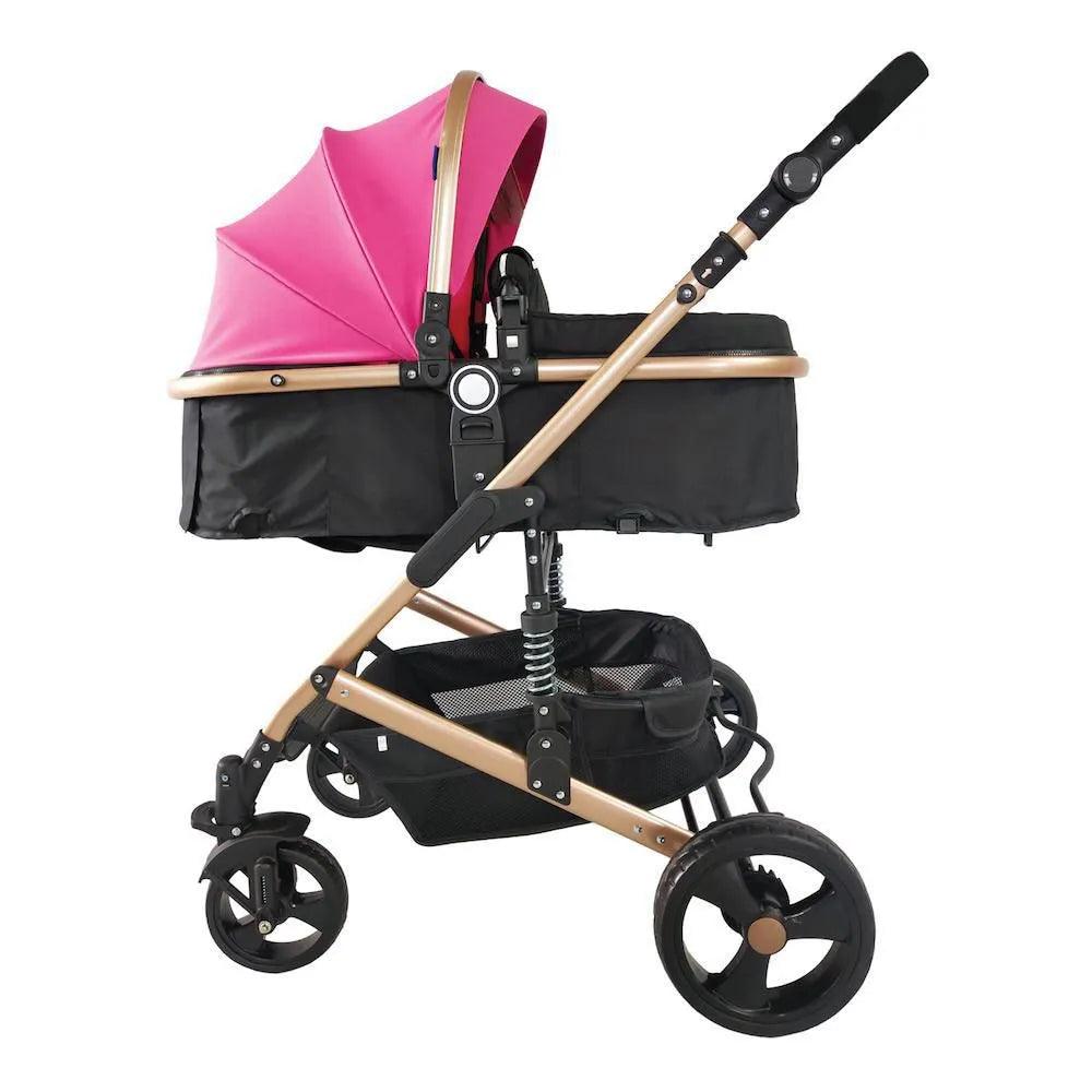 Coche Moisés Con Porta Bebé Travel System Rosa Happy Baby Práctico