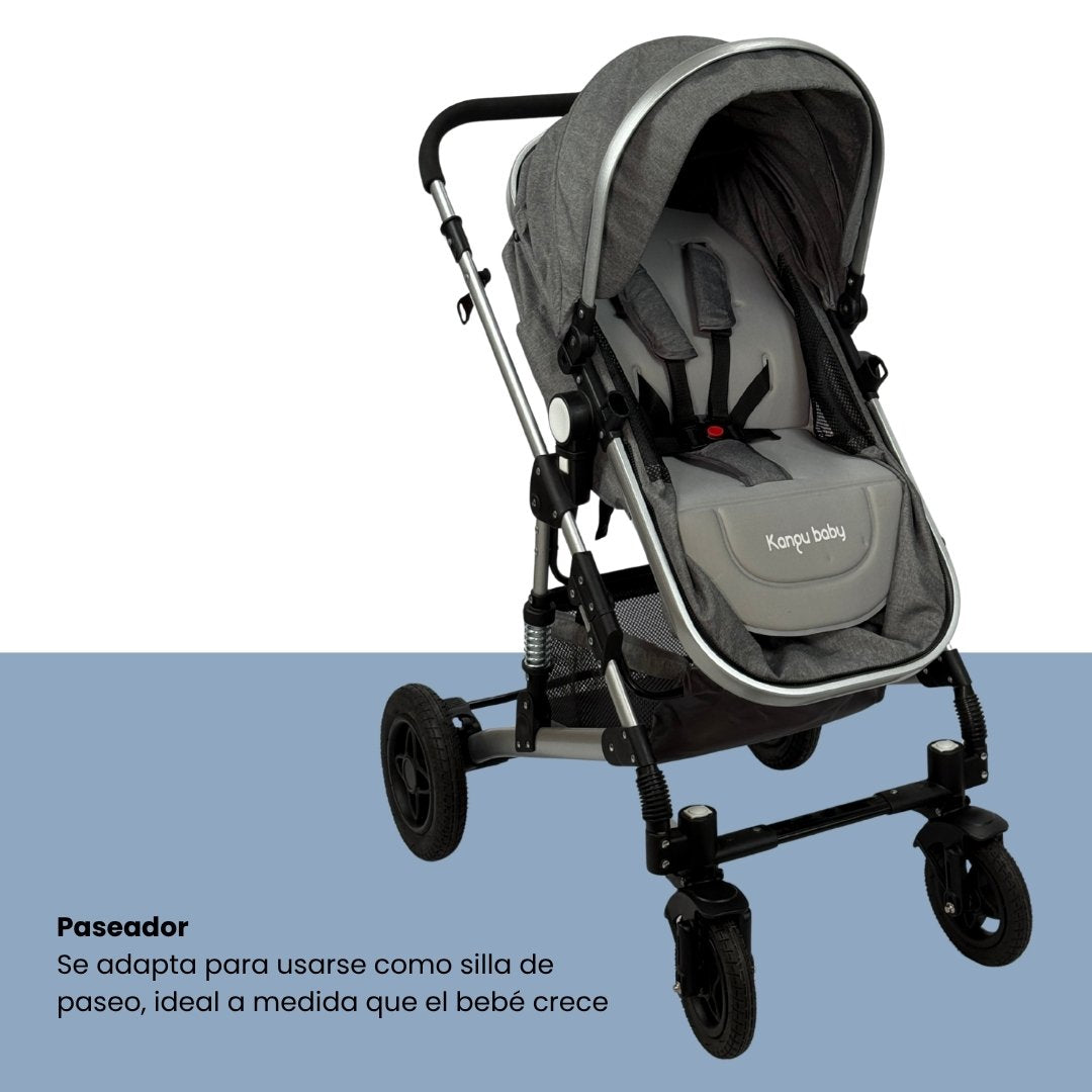 Coche Moisés De Lujo Gris Kangu Baby Paseador
