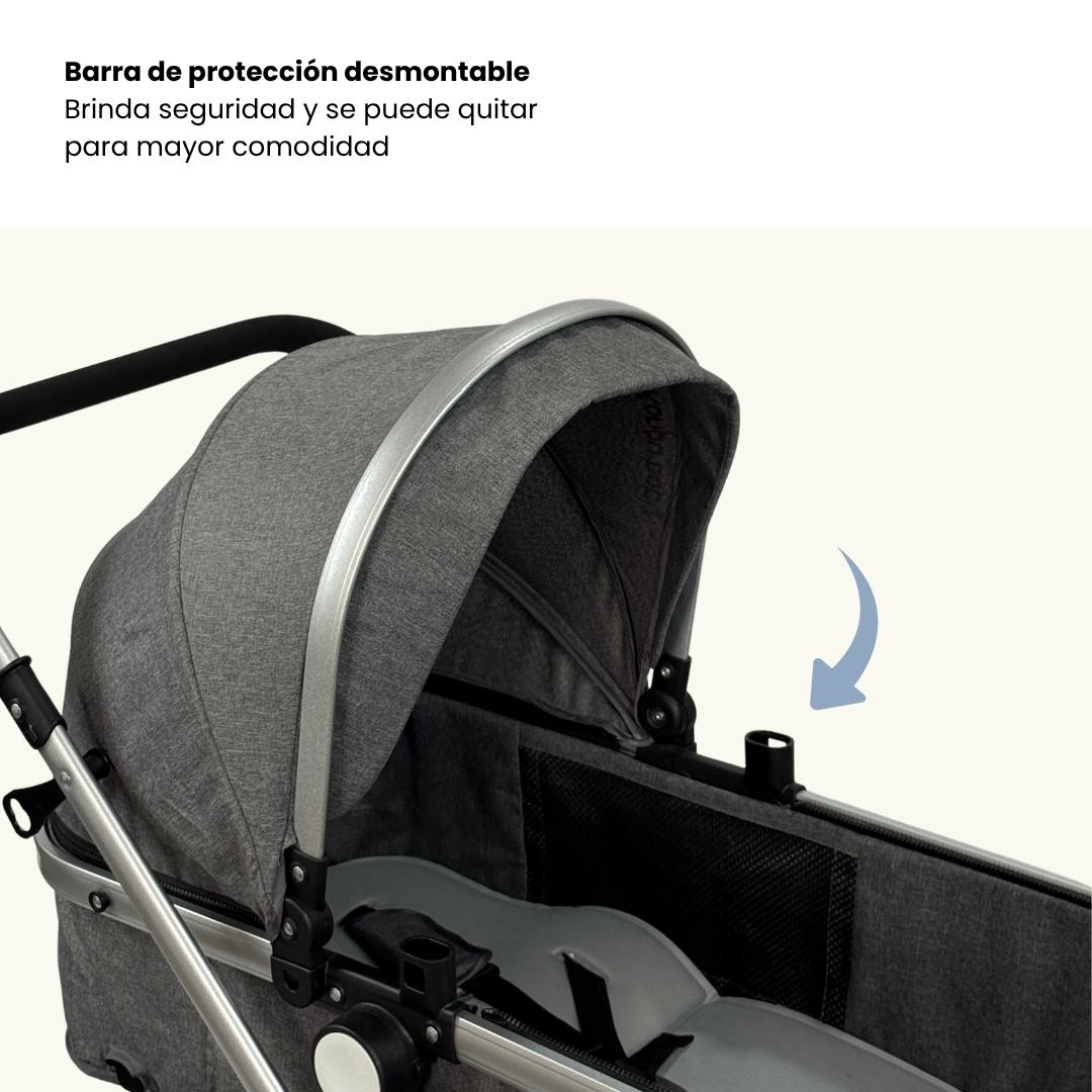 Coche Moisés De Lujo Gris Kangu Baby Barra Detalles