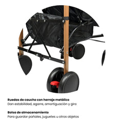 Coche Paseador Baby Kays Gris  Ruedas y Bolsa