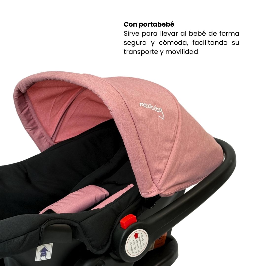Coche Maleta Con Porta Bebé Boston Rosa Maxibaby Pink