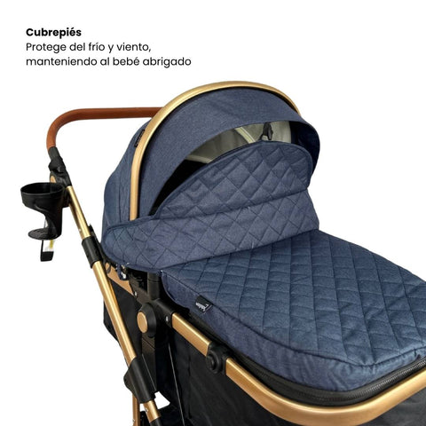 Coche Moisés Britto Maxibaby Azul Cubrepies