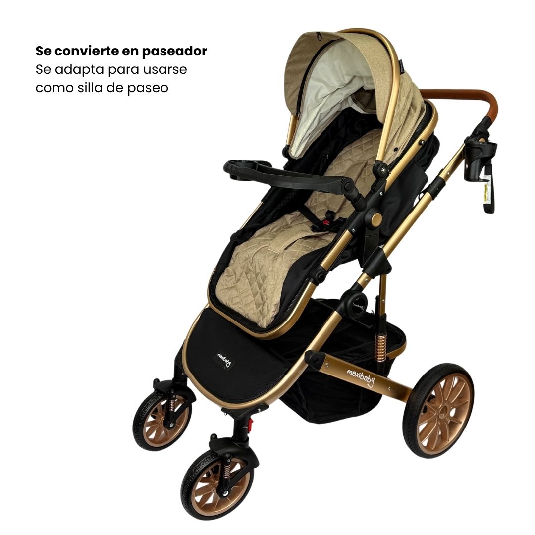 Coche Moisés Britto Beige Paseador