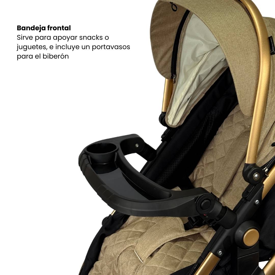 Coche Moisés Britto Beige Bandeja
