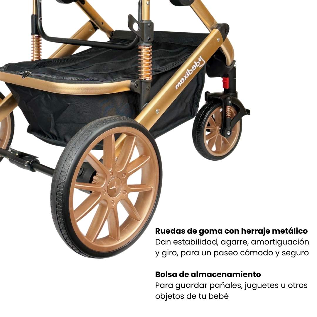 Coche Moisés Britto Beige Ruedas