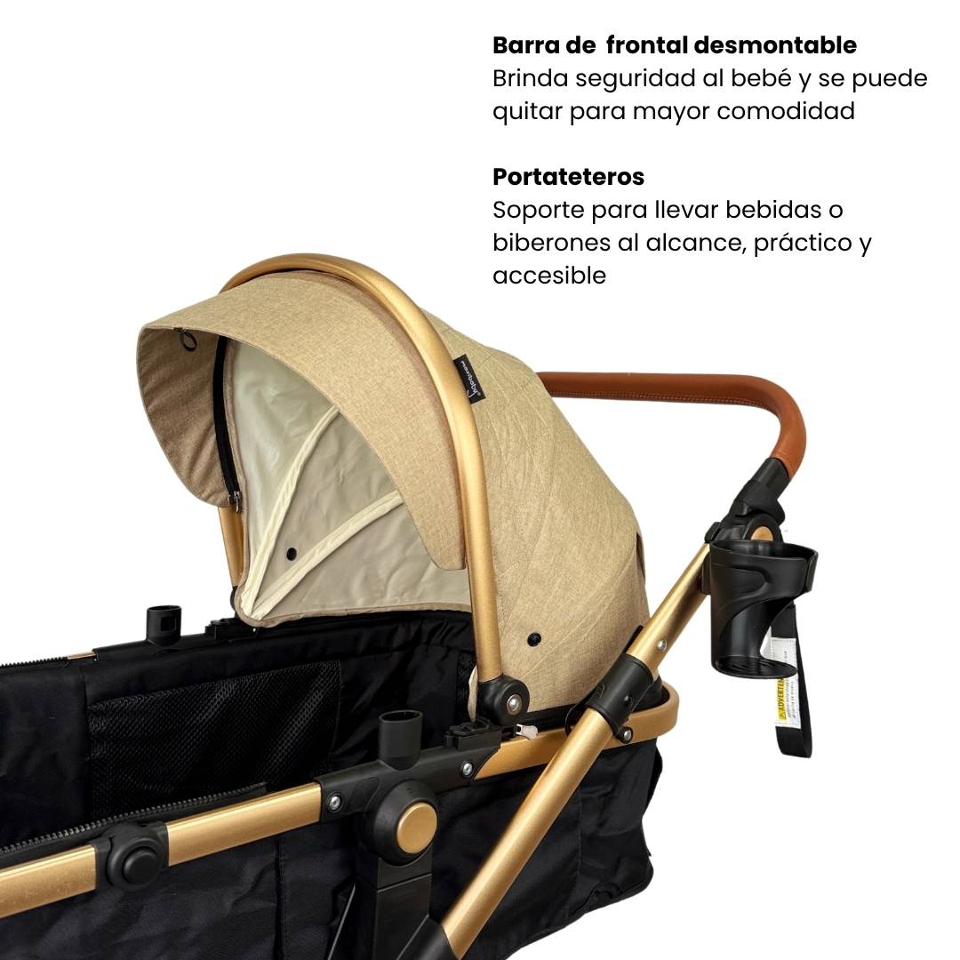 Coche Moisés Britto Beige Detalles