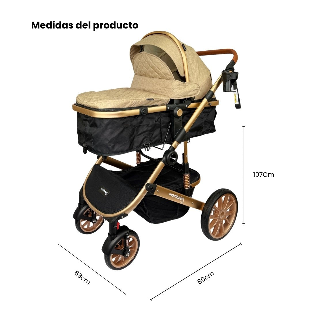 Coche Moisés Britto Beige Medidas