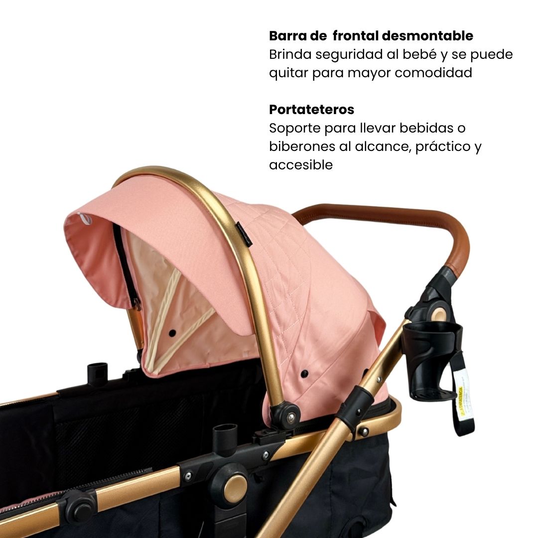 Coche Moisés Britto Maxibaby Rosa Detalles