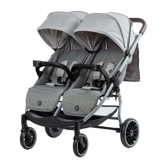 Coche Gemelar Leo & Lea Gris Claro Ebaby