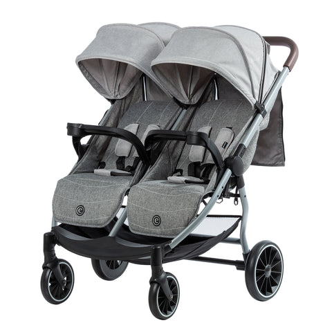 Coche Gemelar Leo & Lea Gris Claro Ebaby
