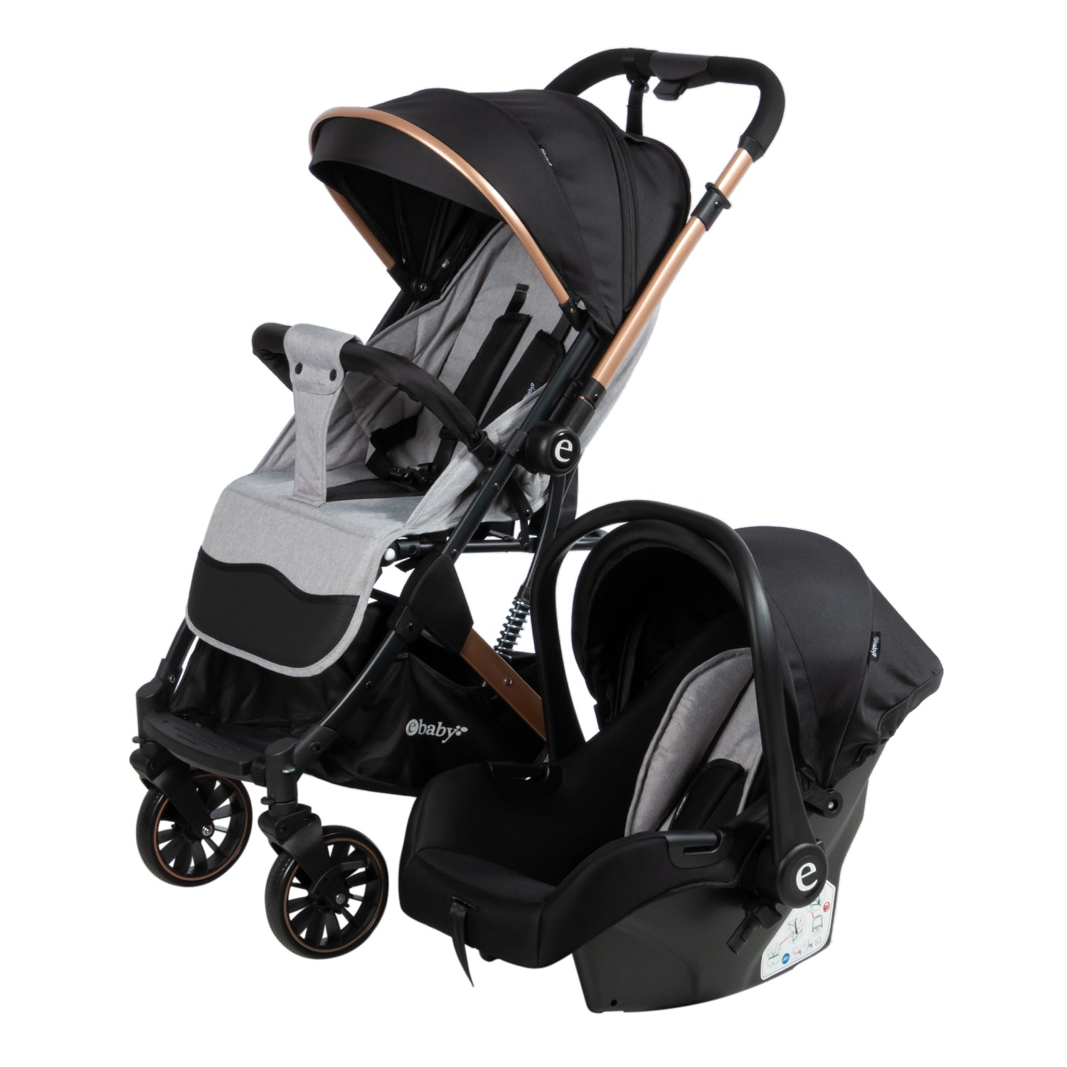 Coche Maleta Con Portabebés Sparrow Gris Ebaby