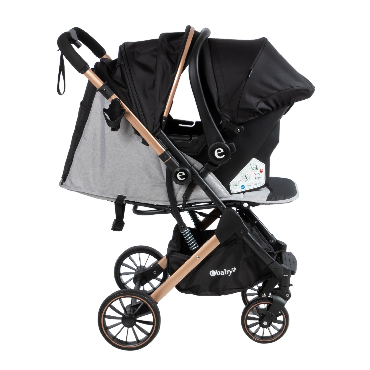Coche Maleta Con Portabebés Sparrow Gris Ebaby