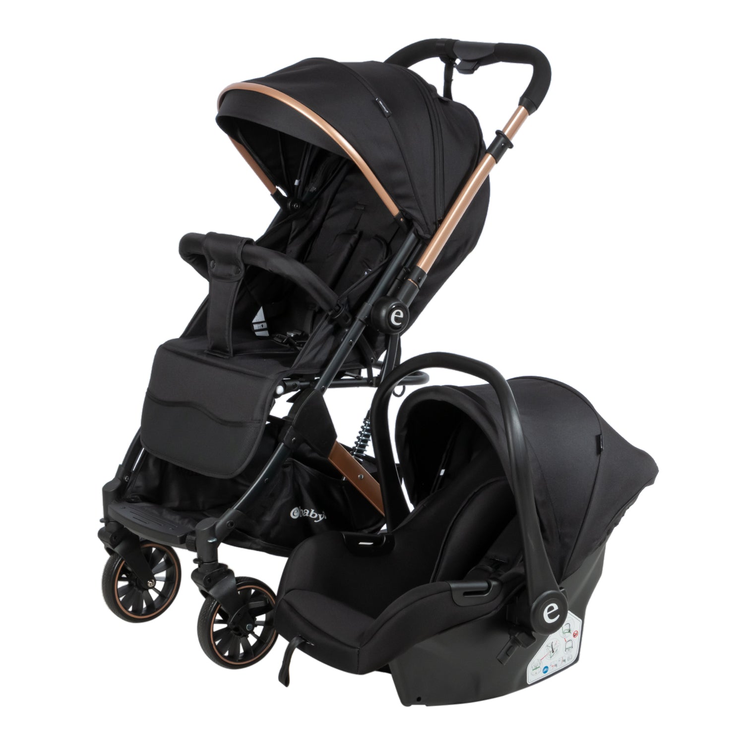 Coche Maleta Con Portabebés Sparrow Negro Ebaby