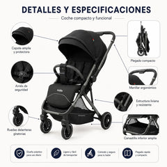 Coche Maleta Reversible Cris Beige Kidilo detalle