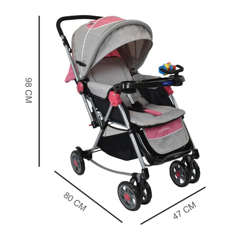 Coche Mecedor Logan Rosa Happy Baby medidas