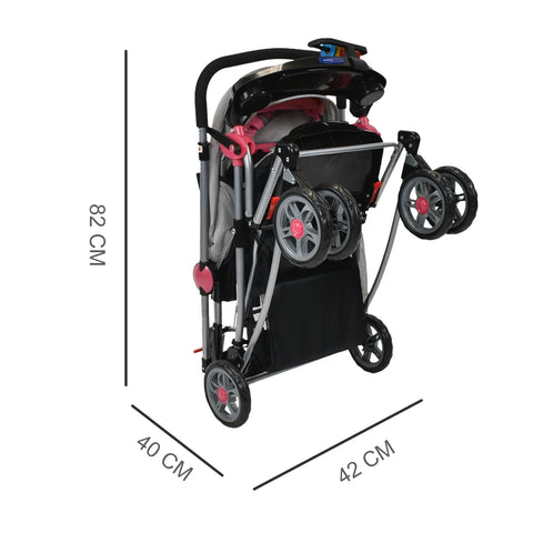 Coche Mecedor Logan Rosa Happy Baby plegado meddidas