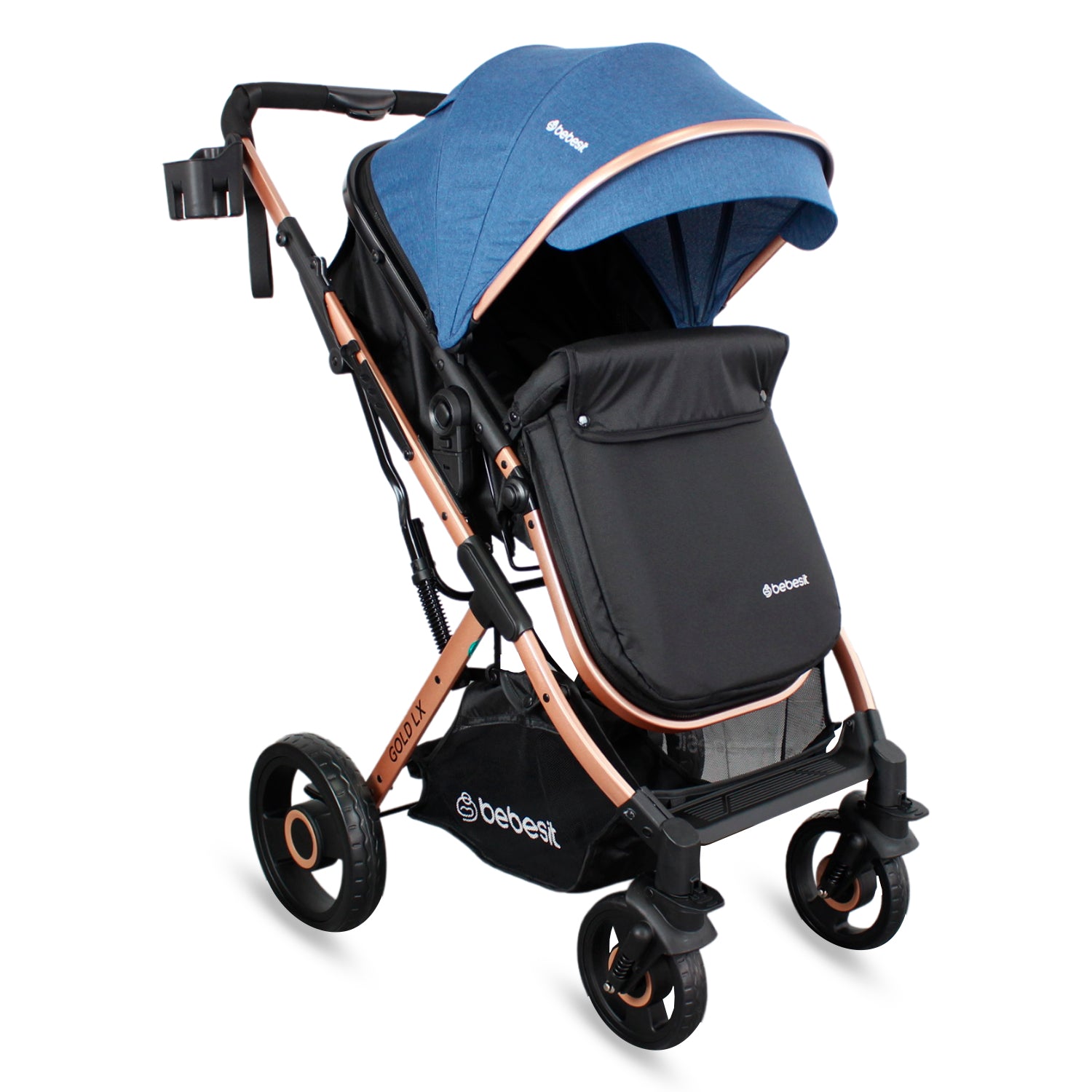 Coche Moisés Con Porta Bebé Gold LX Azul Bebesit Moisés