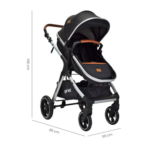 Coche Moisés Con Porta Bebe Kansas Negro Priori MEDIDAS
