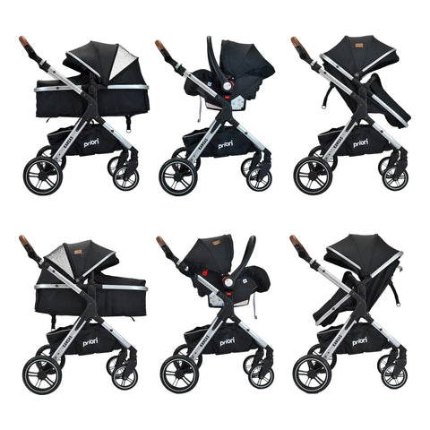 Coche Moisés Con Porta Bebe Kansas Negro Priori MODOS DE USO