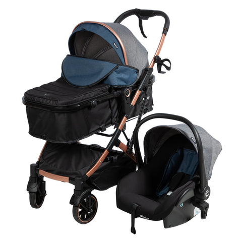 Coche Moisés Con Portabebés Clint Azul Ebaby®
