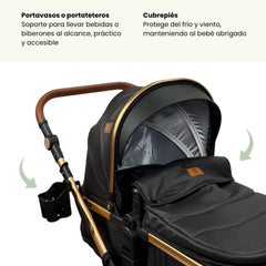 Coche Moises Con Portabebe Yaco Negro Portavasos