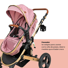 Coche Moises Con Portabebe Yaco Rosa Paseador 