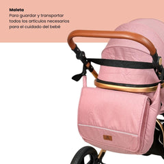 Coche Moises Con Portabebe Yaco Rosa Maleta