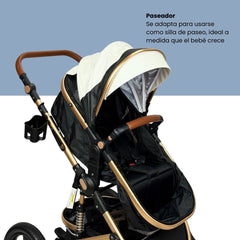 Coche Moisés Con Porta Bebé Yaco Blanco Con Negro Maxibaby Paseador
