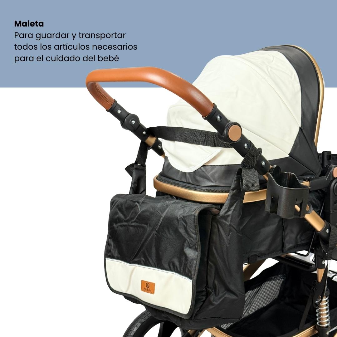 Coche Moisés Con Porta Bebé Yaco Blanco Con Negro Maxibaby Maleta