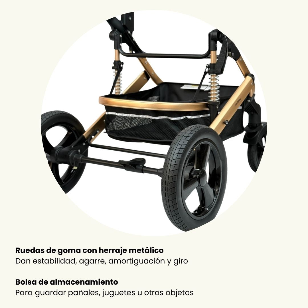 Coche Moisés Con Porta Bebé Yaco Blanco Con Negro Maxibaby Ruedas