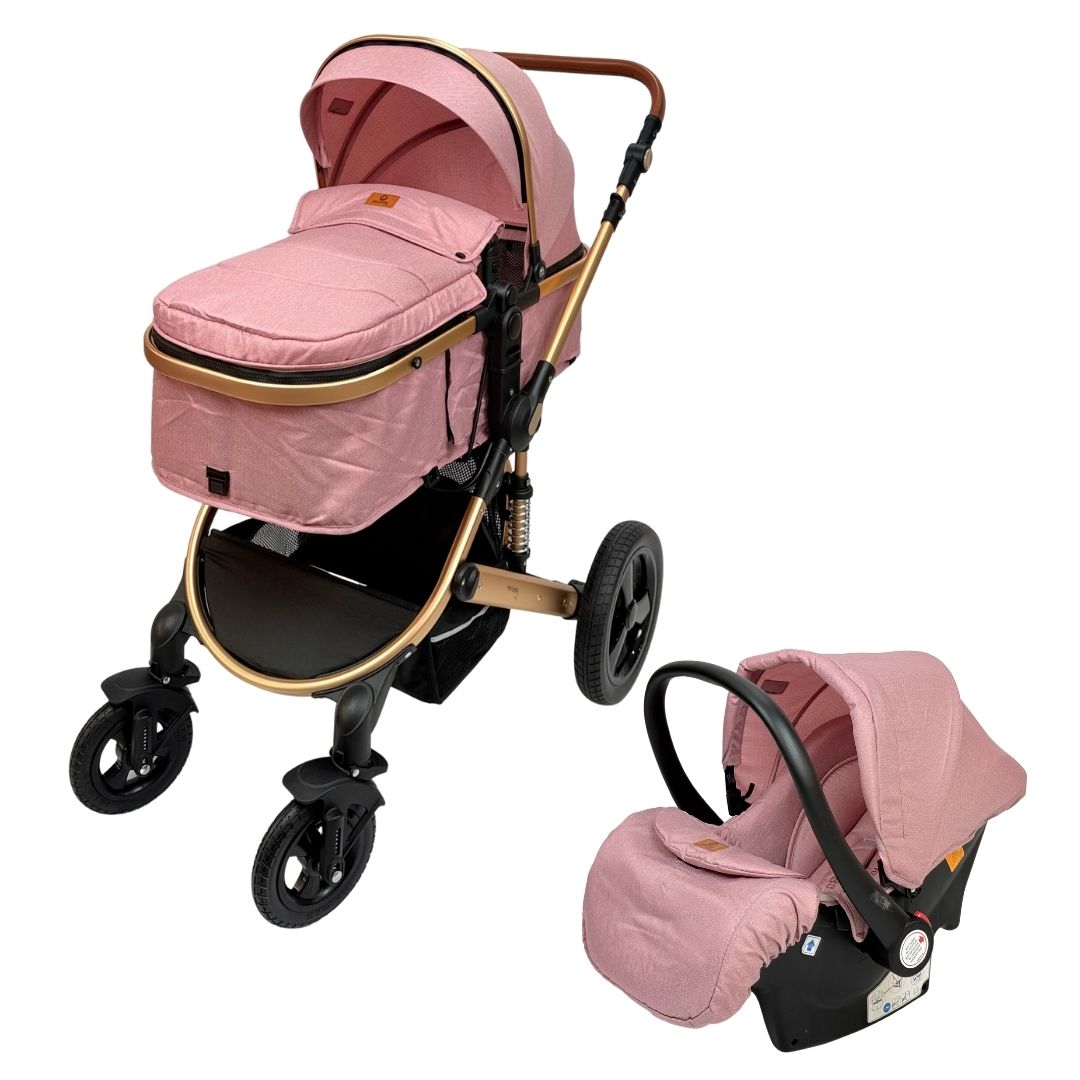 Coche Moises Con Portabebe Yaco Rosa