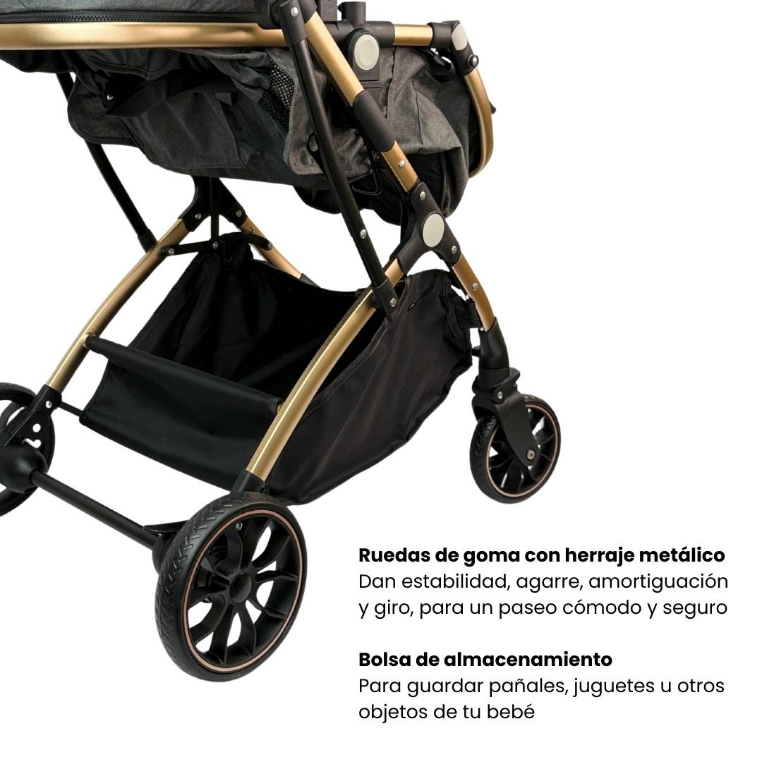 Coche Moisés Small Gris Maxibaby Ruedas y Bolsa