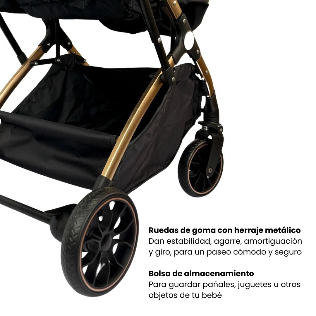 Coche Moisés Small Negro Maxibaby Ruedas y Bolsa