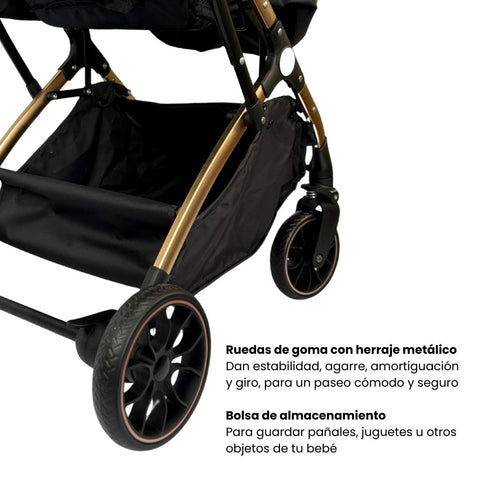 Coche Moisés Small Negro Maxibaby Ruedas y Bolsa