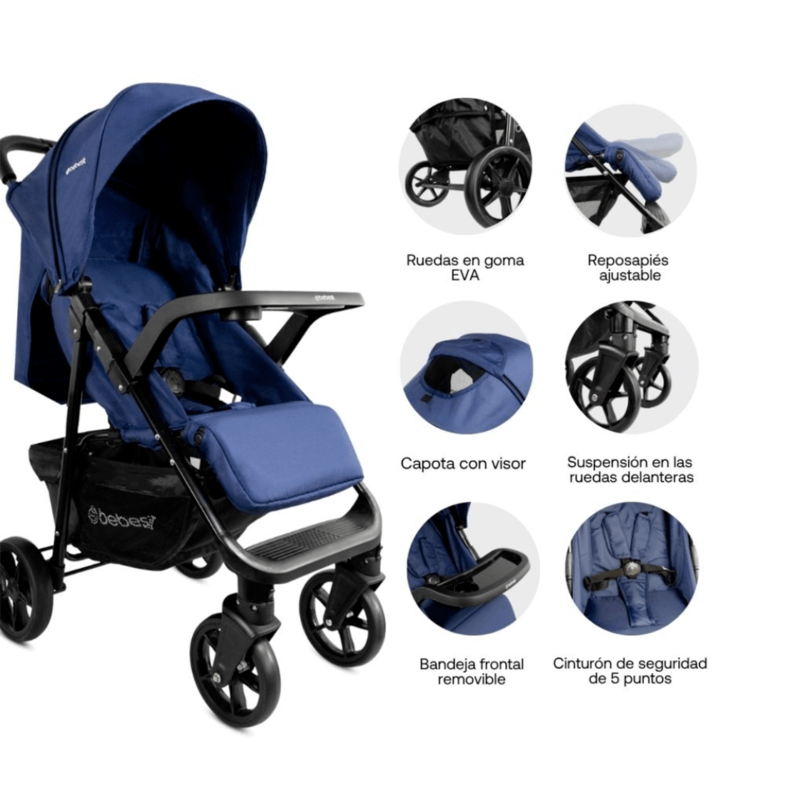 Coche Para Bebe Portofino Azul Bebesit espécificaciones