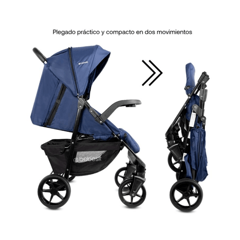 Coche Para Bebe Portofino Azul Bebesit plegado