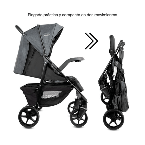 Coche Para Bebe Portofino Gris Bebesit plegado