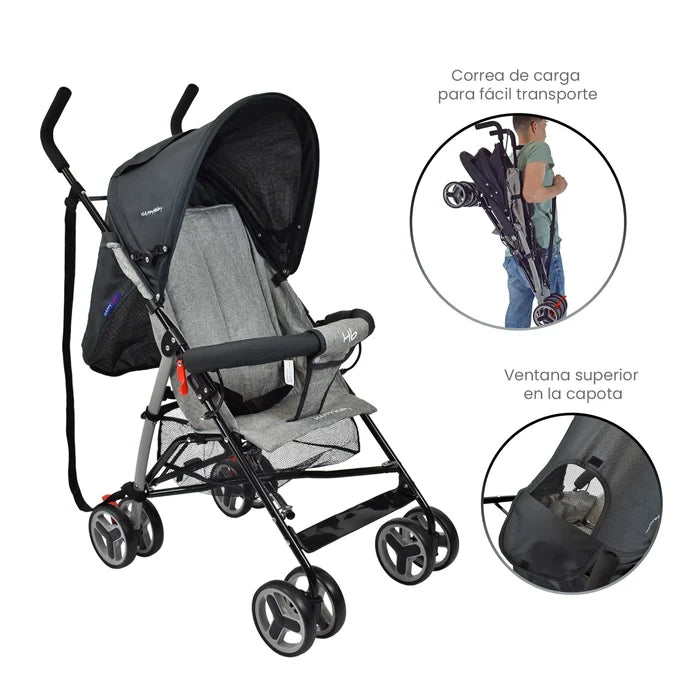 Coche Paseador Future Negro Happy Baby detalles