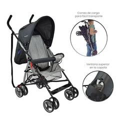 Coche Paseador Future Negro Happy Baby detalles