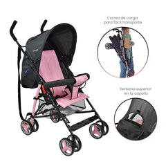 Coche Paseador Future Rosa Happy Baby DETALLES