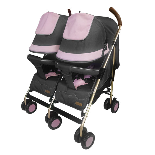 Coche Paseador Gemelar Dantero Rosa Ebaby
